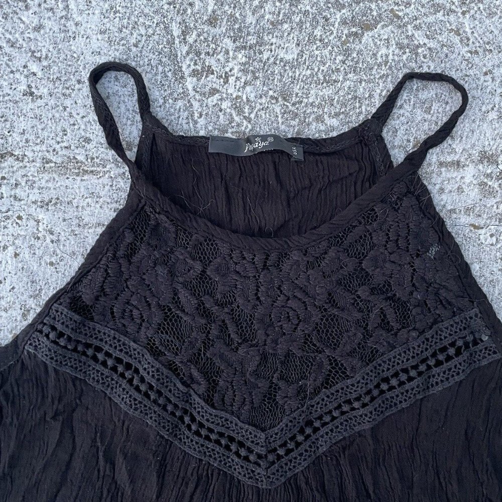 Papaya Women Top Black Blouse Tank Top Laces Size S - Picture 2 of 10